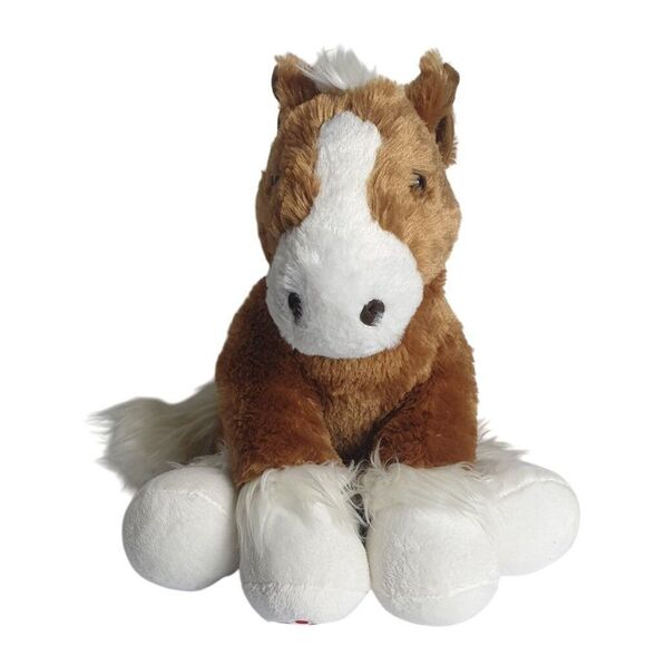 Build-A-Bear Workshop Plush Horse Clydesdale 15" Brown White Fluffy Stuffed - Picture 1 of 10